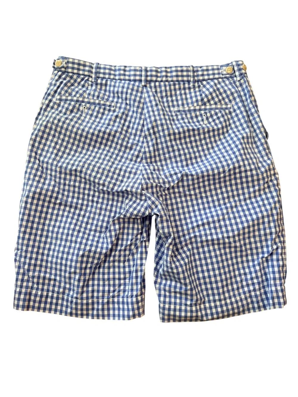 Polo by Ralph Lauren Blue White Gingham Check Shorts Men Size 34 Cotton Classic
